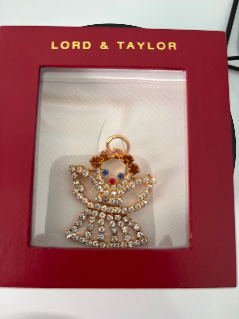 Lord & Taylor Gold-Tone Crystal Angel  broach or Necklace